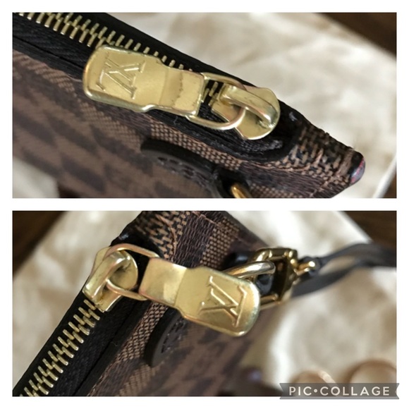 Sold!❤️   Louis Vuitton Neverfull Pouch Mm GM  Damier Ebene w/Crossbody Hardware - Picture 9 of 16